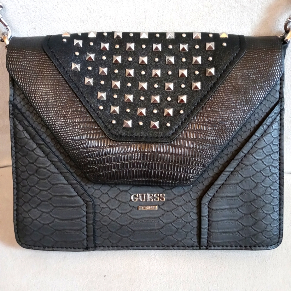 Black Studded Guess Cross Body Bag